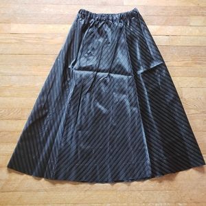 Vintage 70s 80s JCPenney long shiny black skirt gold stripes formal fancy Skirt